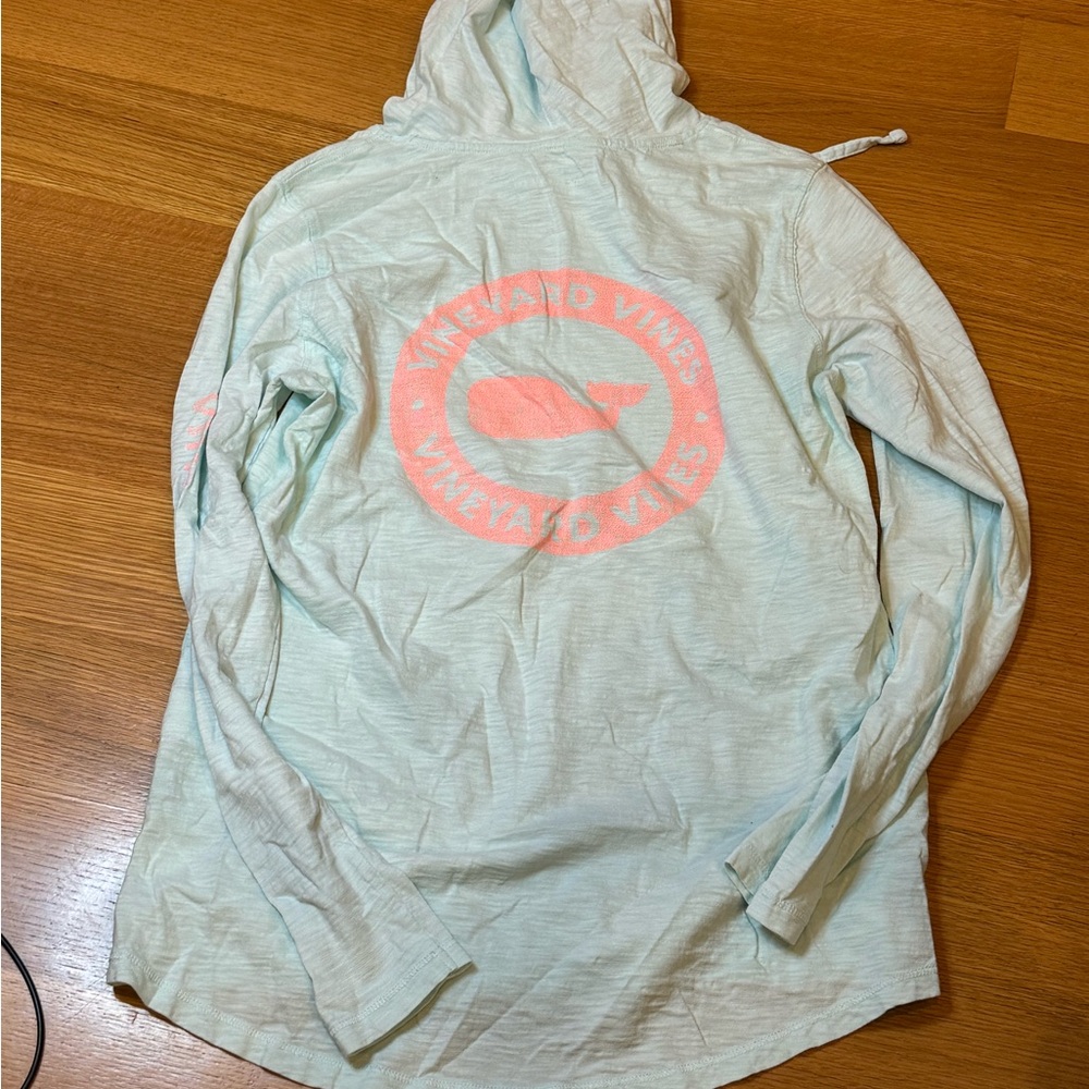 Vineyard Vines Aqua Hoodie with Coral Hooded T-shirt Size Small  Preppy Resort